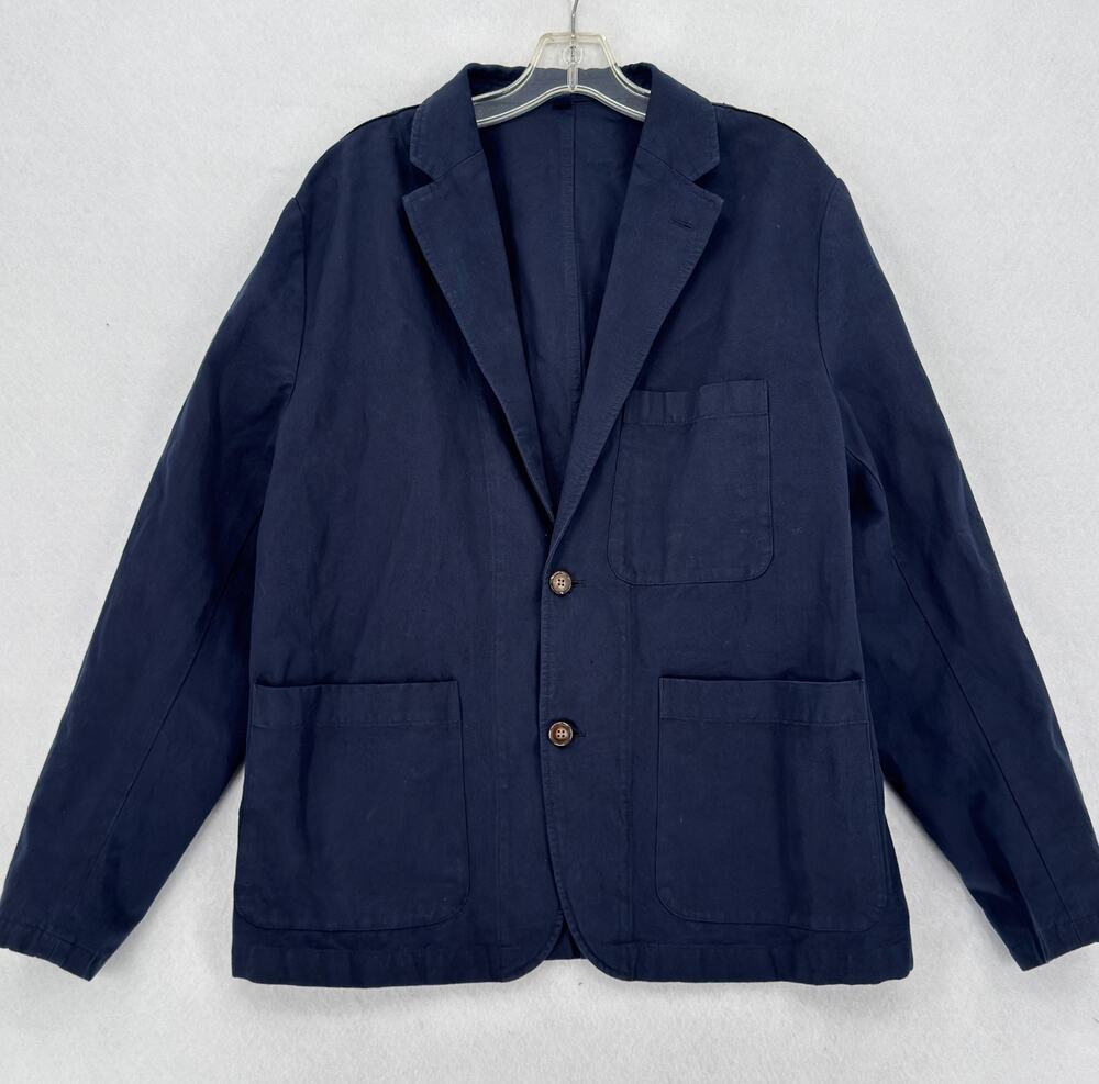 J.Crew Mens Navy Blue Garment Dyed Cotton Linen Chino Chore Blazer Sz 42